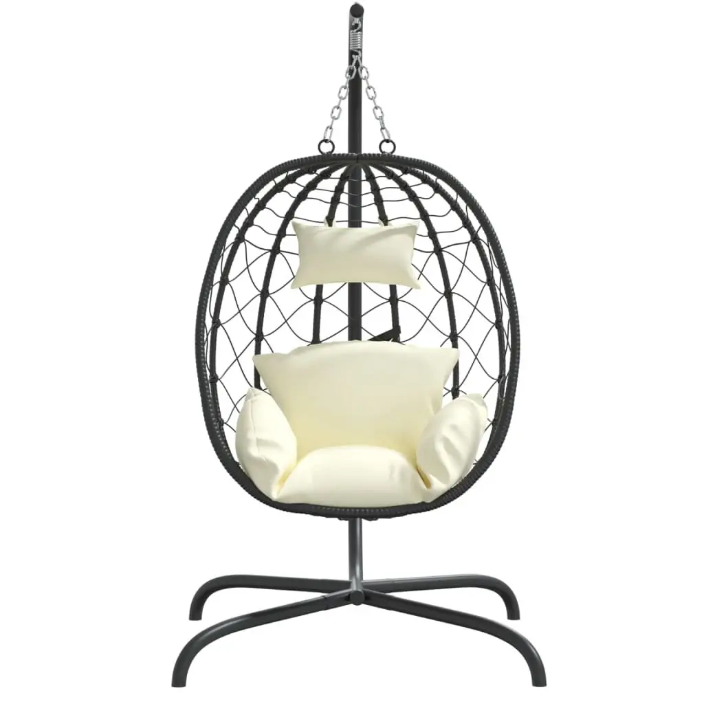 Hanging Egg Chair with Cushion Cream Outdoor Garden Swing Rocking Relaxation