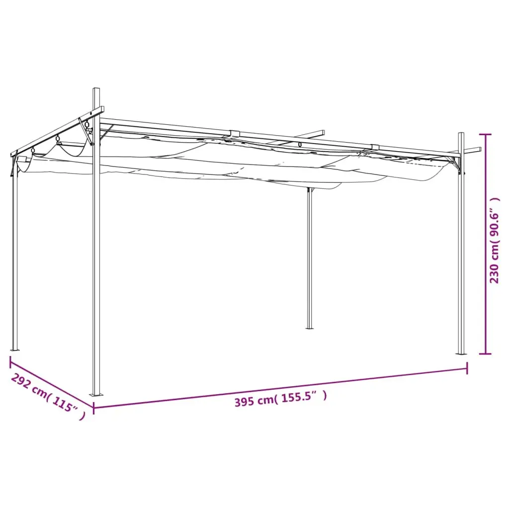 Pergola for Outdoor Garden 395 x 292 x 230 cm Cream