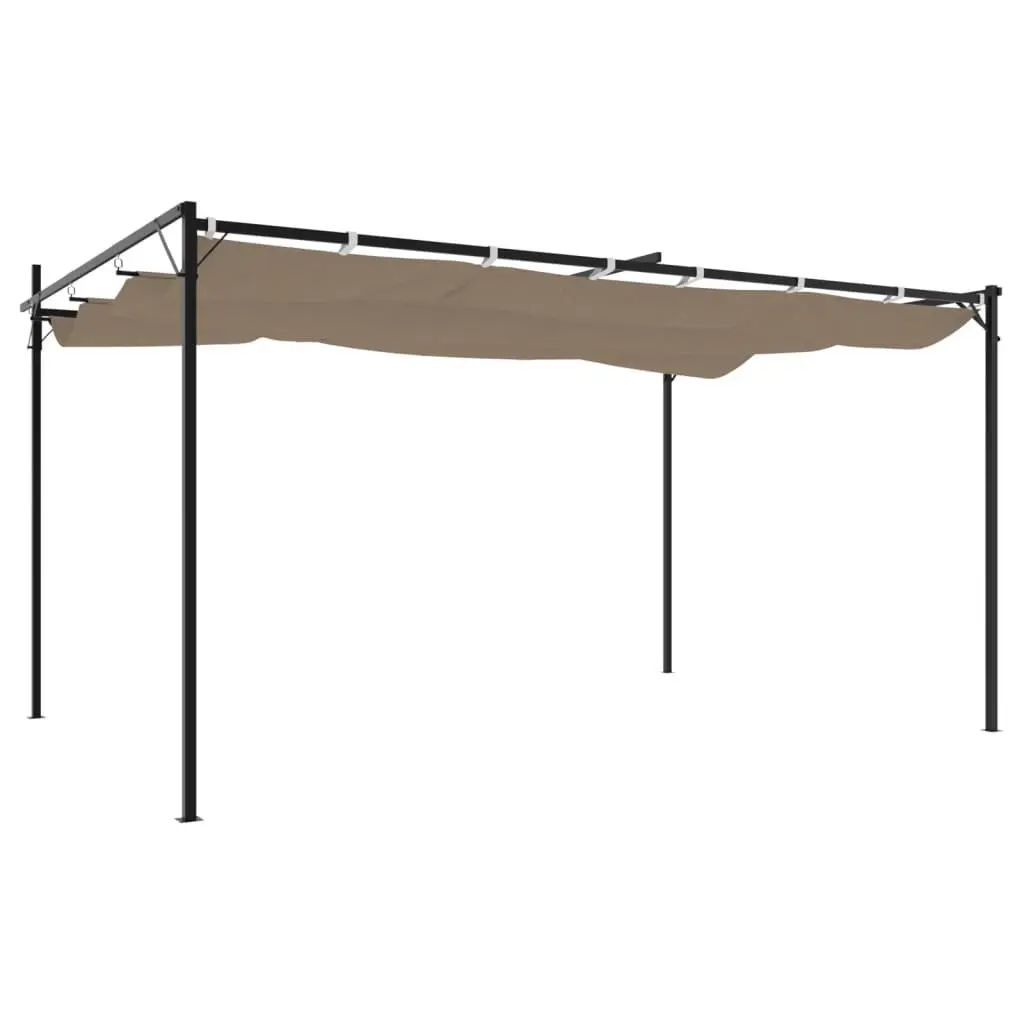 Retractable Roof Pergola for Outdoor Garden 395 x 292 x 230 cm Taupe