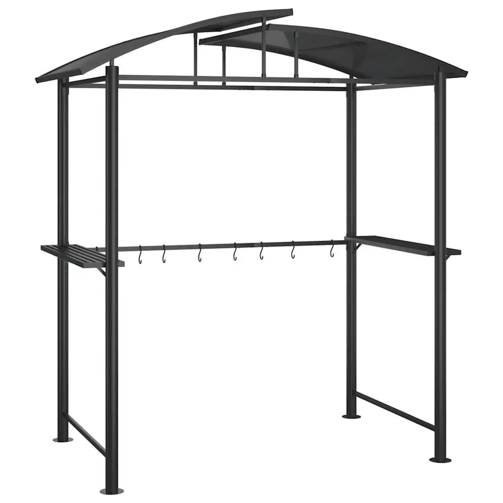 BBQ Gazebo Outdoor Canopy Steel Frame with Side Shelves Anthracite 210x114x230cm