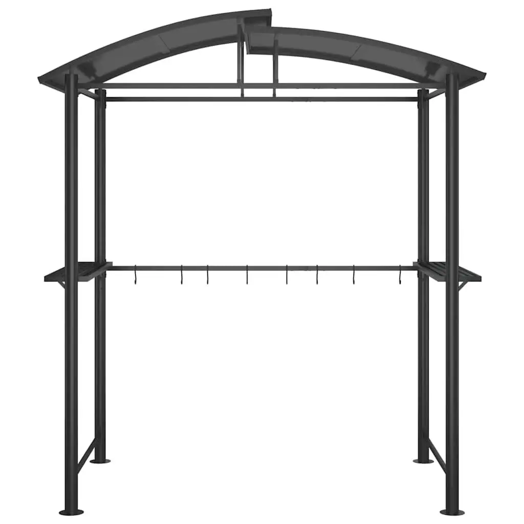 BBQ Gazebo Outdoor Canopy Steel Frame with Side Shelves Anthracite 210x114x230cm