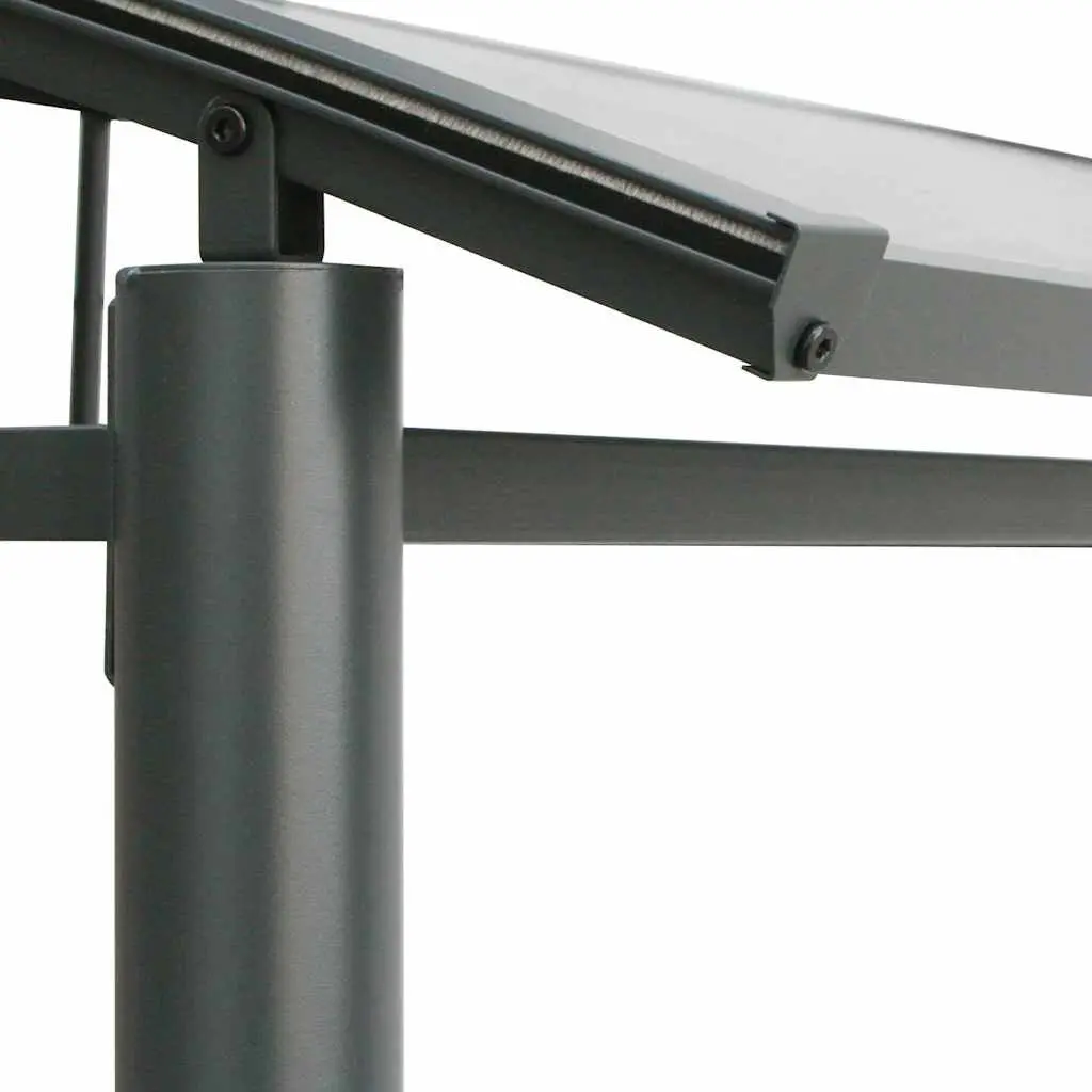 BBQ Gazebo Outdoor Canopy Steel Frame with Side Shelves Anthracite 210x114x230cm