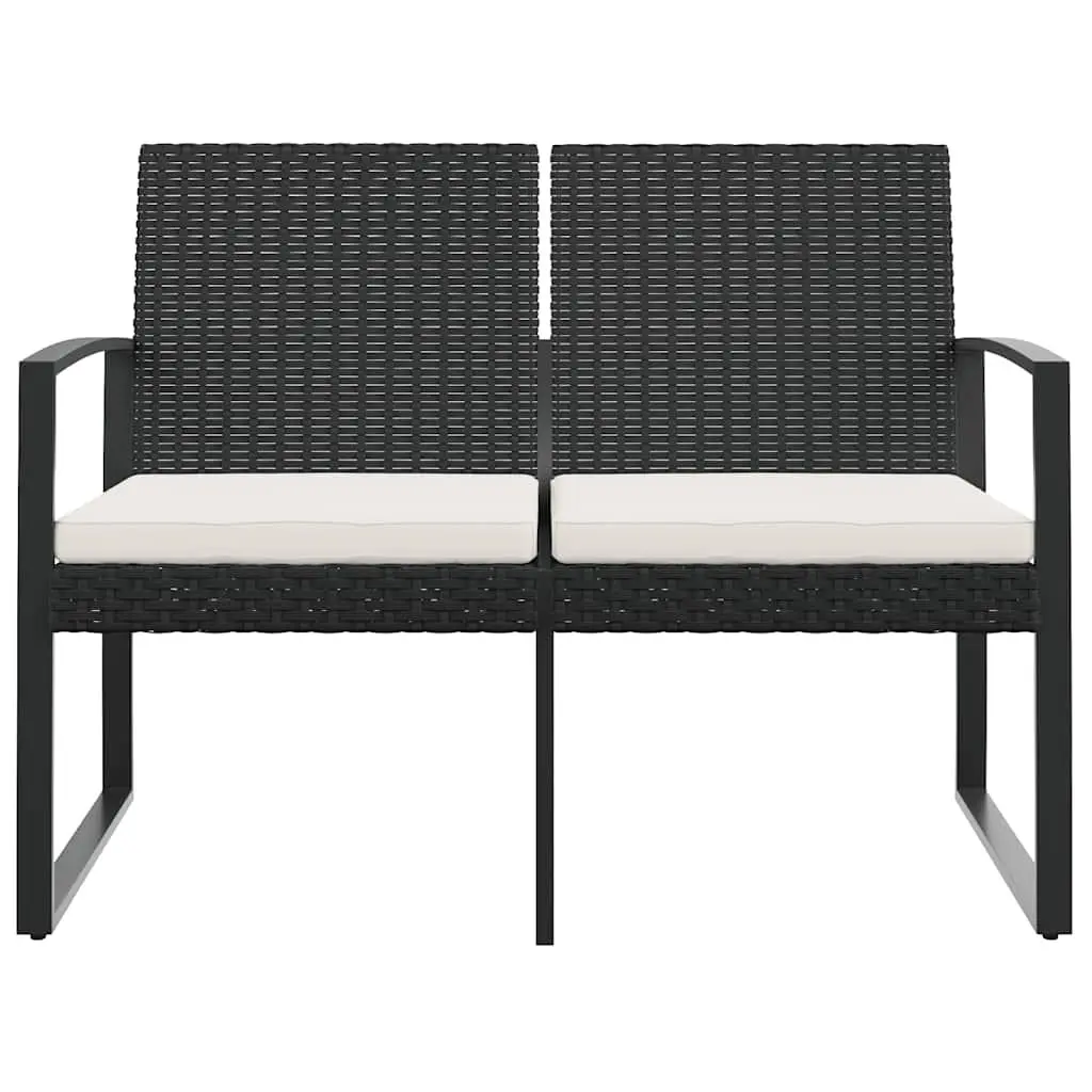 2-Seater Outdoor Garden Bench Patio Furniture with Cushions Black Steel Frame