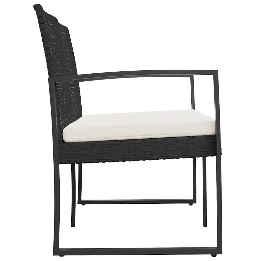 2-Seater Outdoor Garden Bench Patio Furniture with Cushions Black Steel Frame