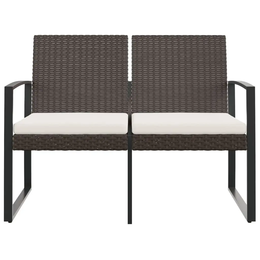 2-Seater Garden Bench Outdoor Seating Brown with Cushions