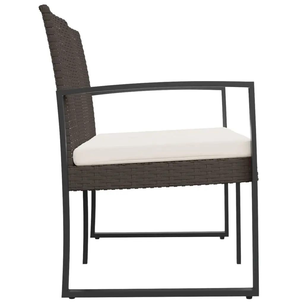 2-Seater Garden Bench Outdoor Seating Brown with Cushions