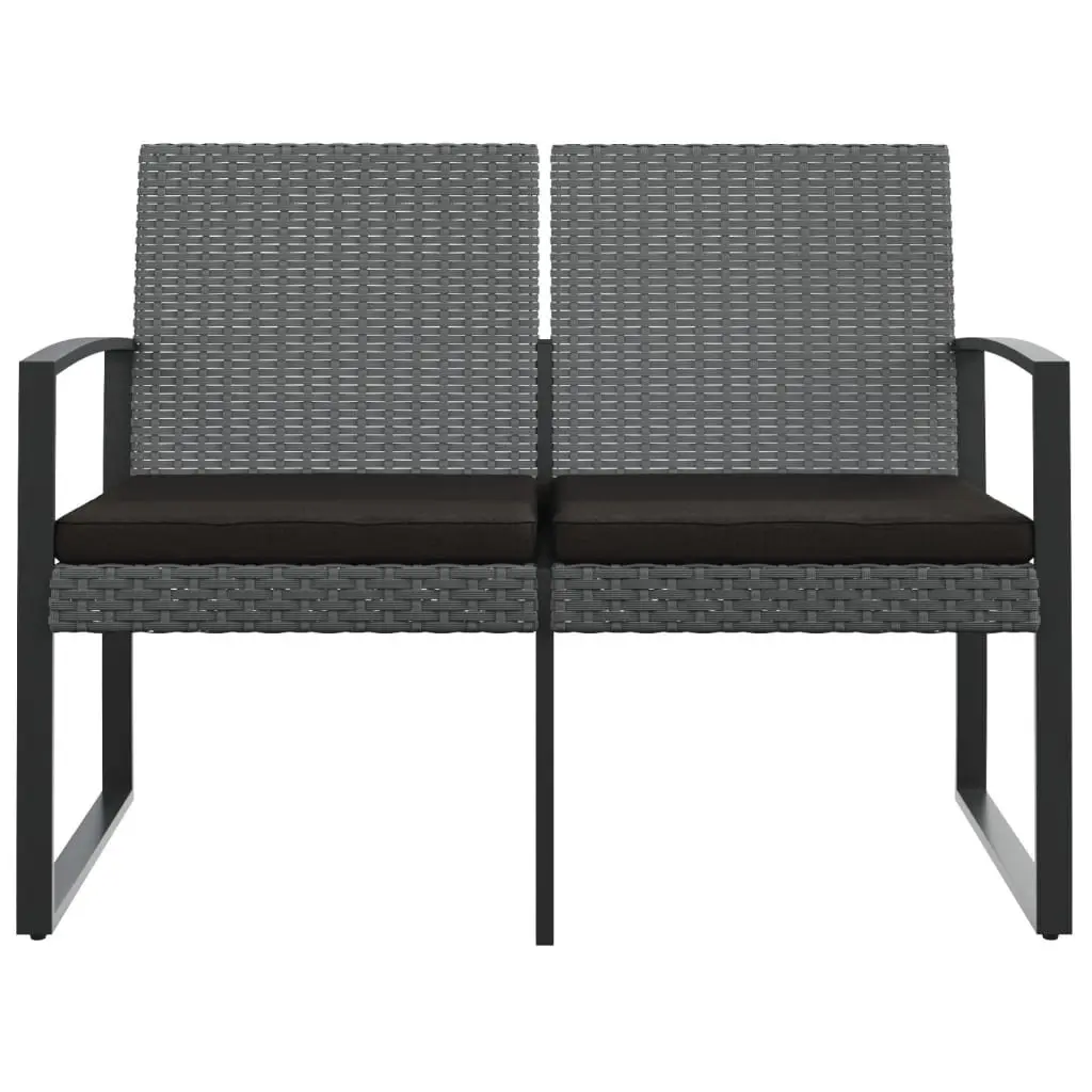 2-Seater Garden Bench for Outdoor Use Grey Rattan Patio Seating
