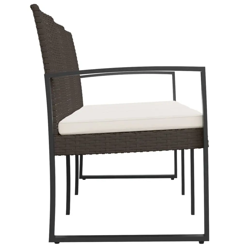 3-Seater Garden Bench for Outdoor Patio Brown with Cushions