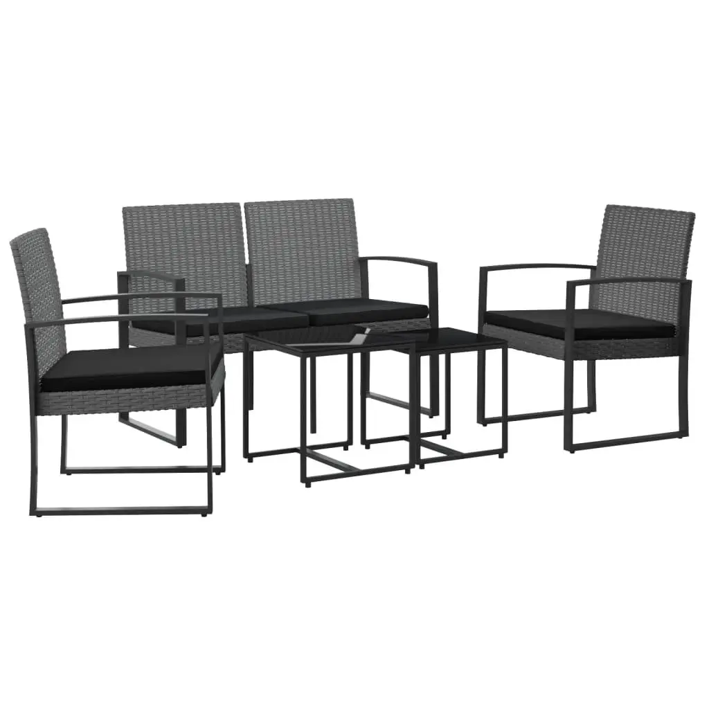 Garden Dining Set 5 Piece Outdoor Patio Furniture with Cushions Grey Rattan
