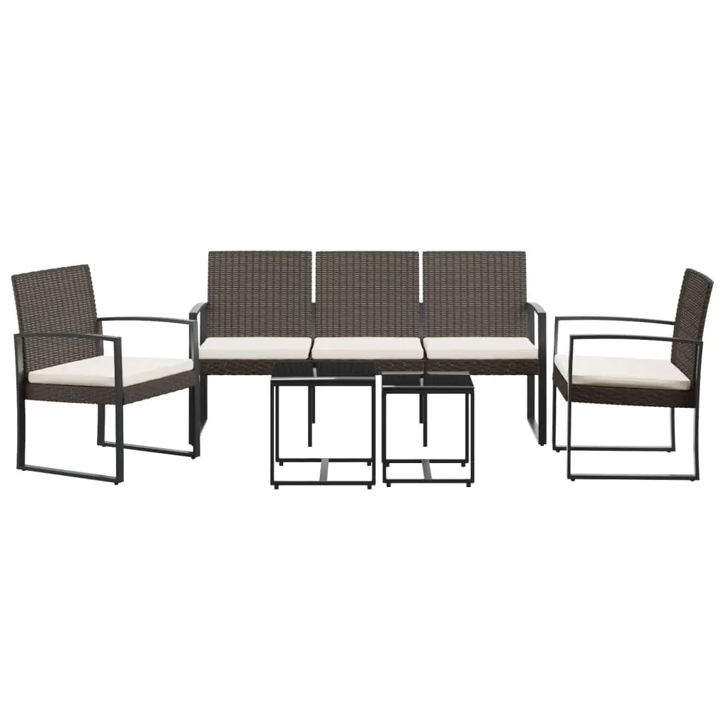 Garden Dining Set 5 Piece Brown Outdoor Furniture Table Chairs Cushions