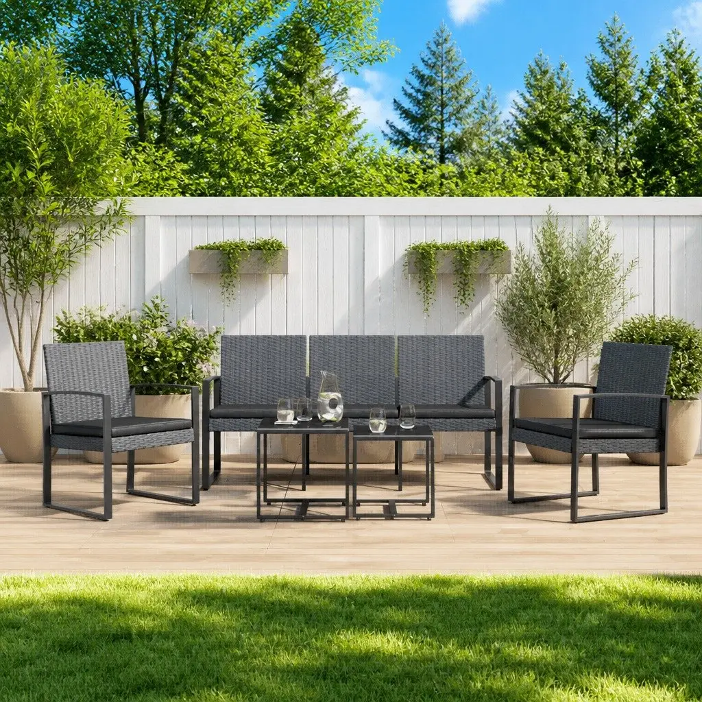 Garden Dining Set Outdoor Furniture 5 Piece Modular Grey Rattan