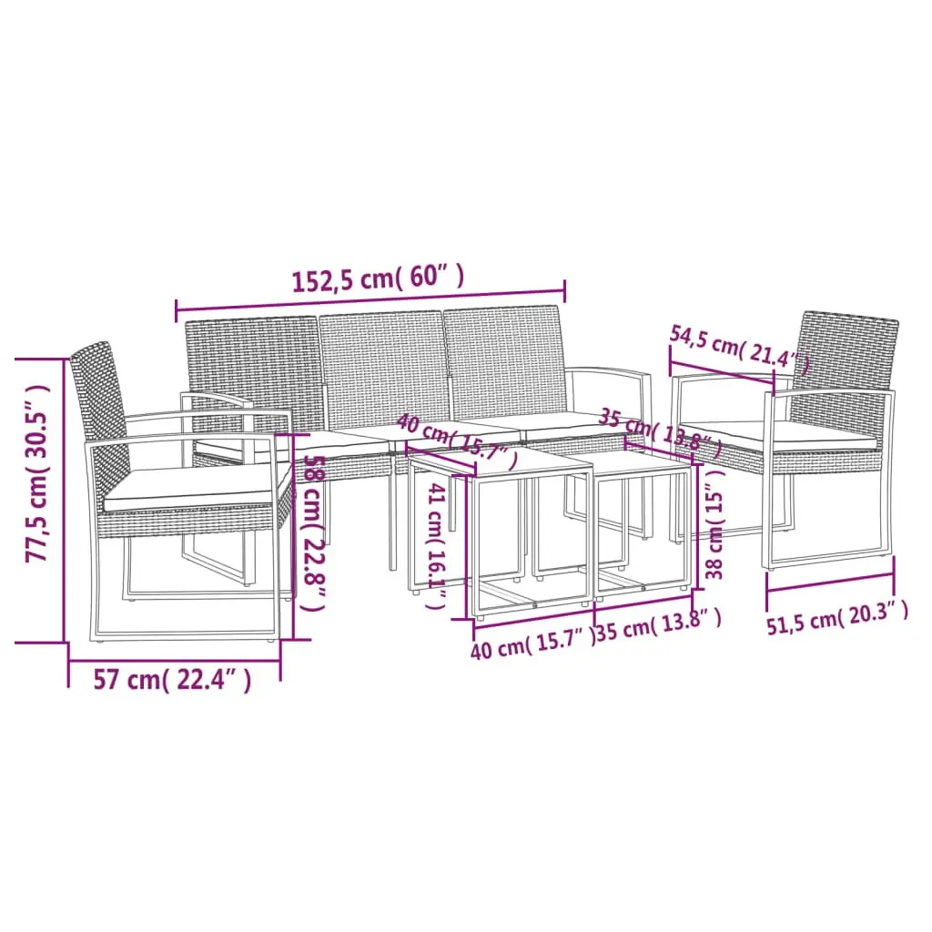 Garden Dining Set Outdoor Furniture 5 Piece Modular Grey Rattan