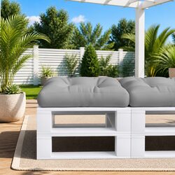 Pallet Cushion Grey 50x50x12 cm Outdoor Garden Sofa Seat Pad Polyester Fabric