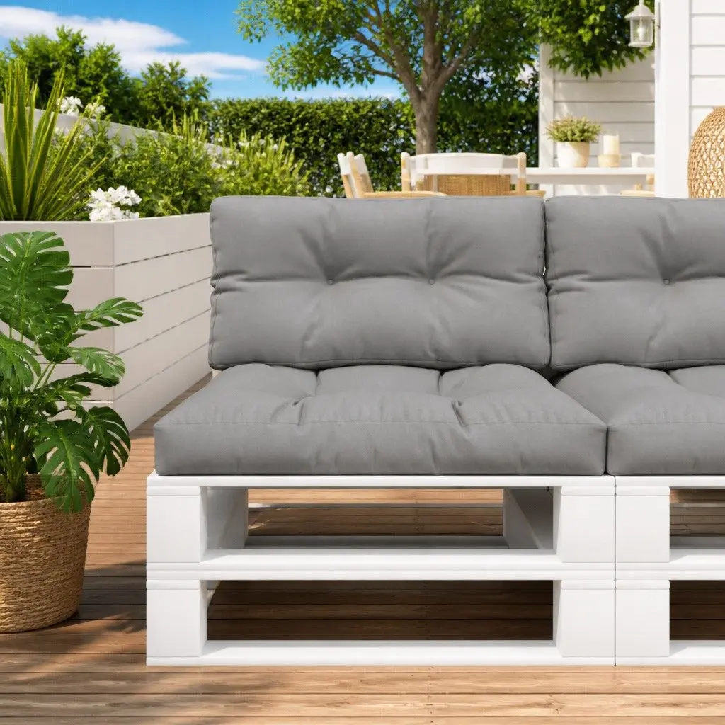 Pallet Cushion Grey 70x40x12 cm with Polyester Fabric
