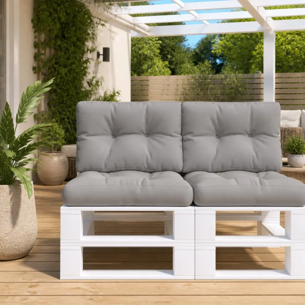 Pallet Cushions 2 pcs Grey Fabric Outdoor Garden Sofa Seat Pad Filling