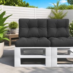Pallet Cushions 2-Piece Set - Black Polyester Fabric