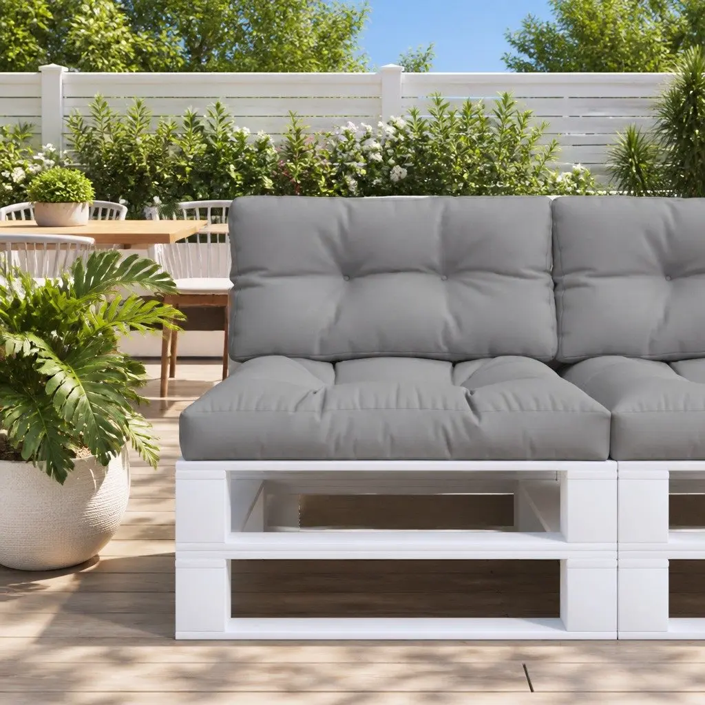 Pallet Cushions Outdoor Garden Sofa Seat Pads Grey Fabric 2 Pack