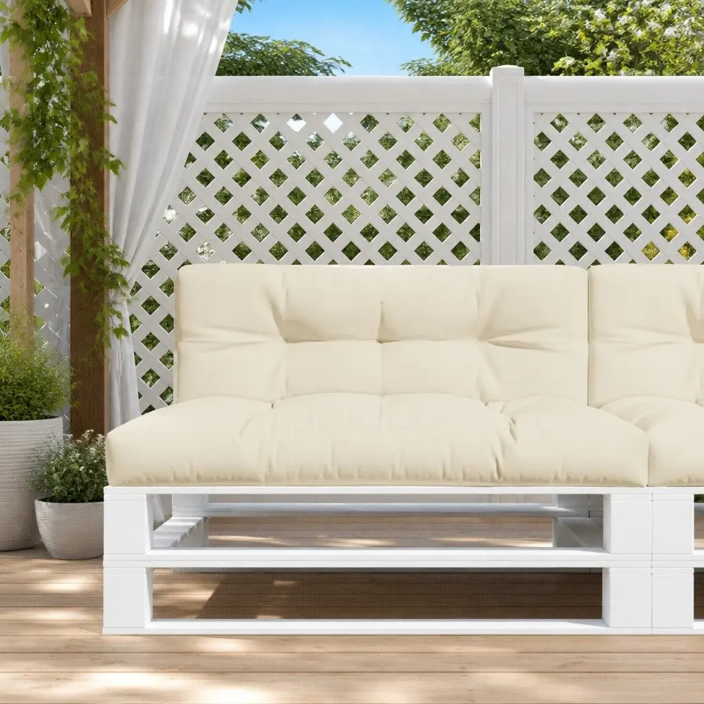 Pallet Cushions 2 pcs Cream Polyester Fabric, Water Resistant