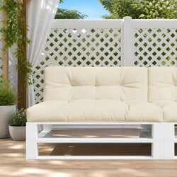 Pallet Cushions 2 pcs Cream Polyester Fabric, Water Resistant
