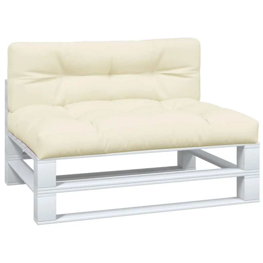 Pallet Cushions 2 pcs Cream Polyester Fabric, Water Resistant