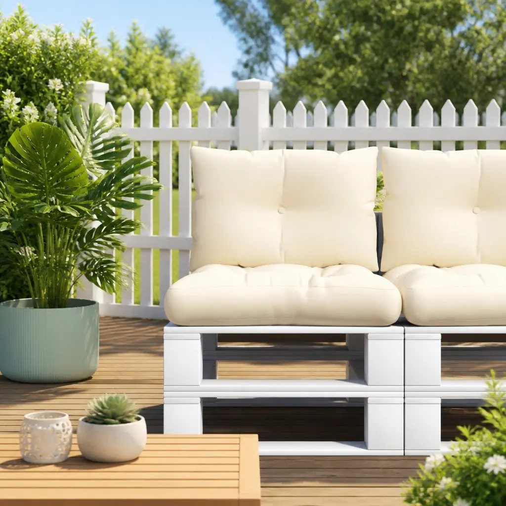 Pallet Cushions Outdoor Indoor Use Cream 2 Piece