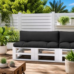 Pallet Cushions Set of 2: Black, Durable Polyester Fabric