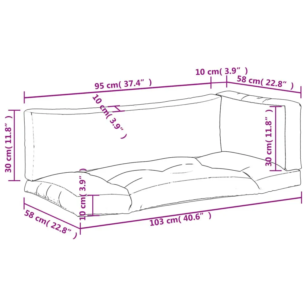 Pallet Cushions 3 pcs Anthracite Outdoor Garden Furniture Seat Pad Decor