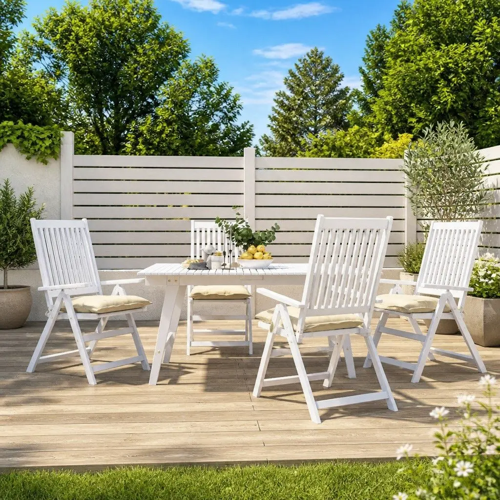Chair Cushions Outdoor Garden Patio 50 x 50 x 7 cm Cream 4 Pieces Oxford Fabric