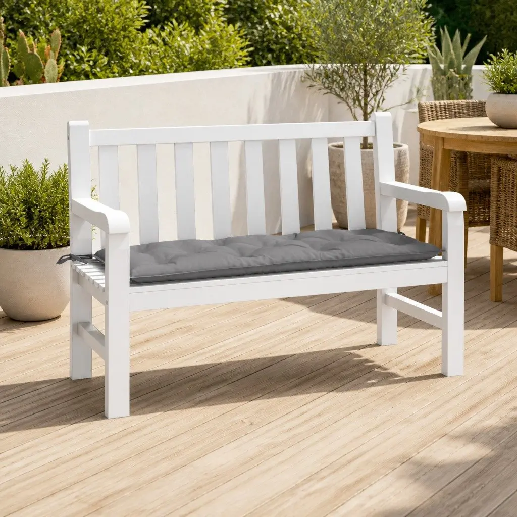 Garden Bench Cushion Grey 120x50x7cm Outdoor Patio Seat Pad Water-Resistant