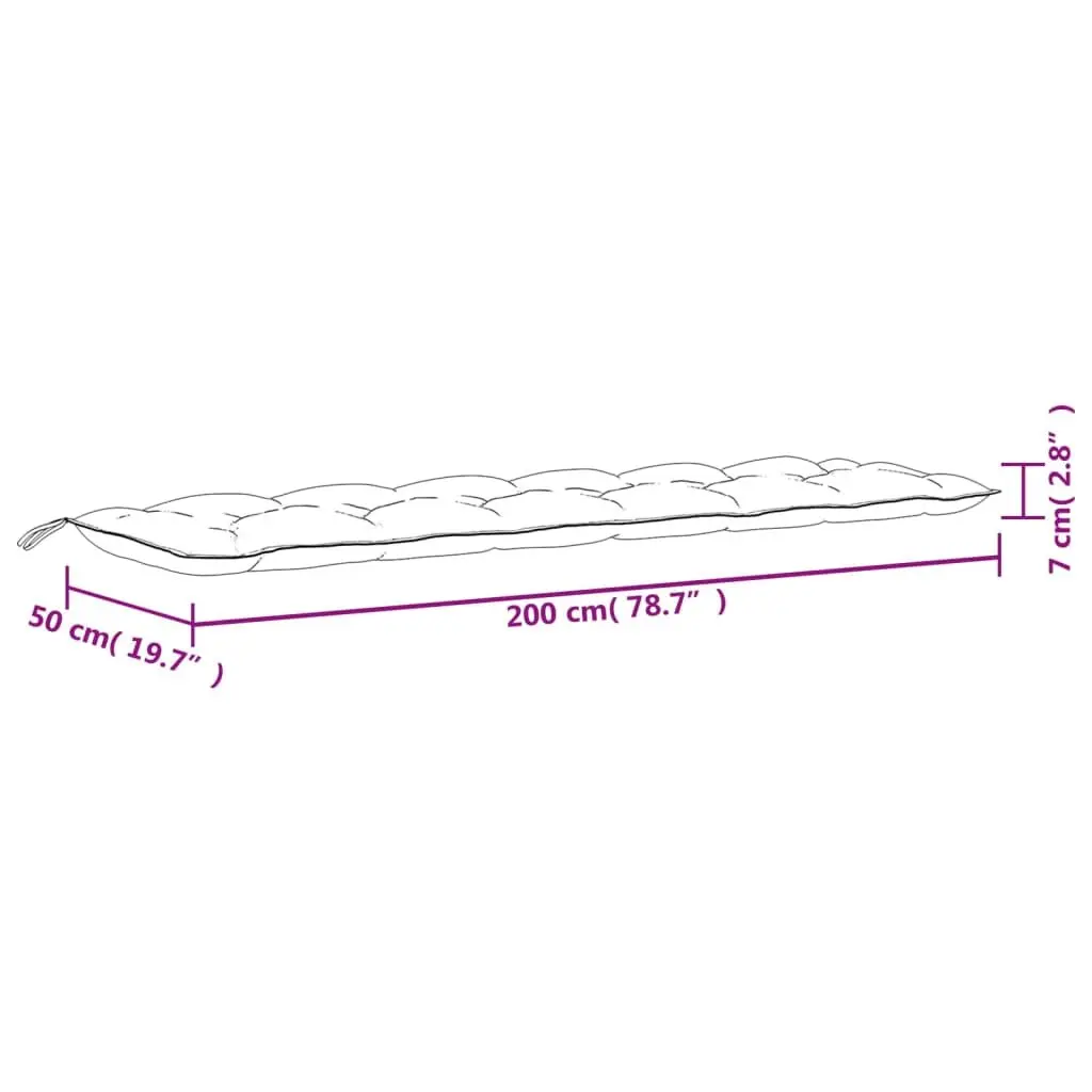 Garden Bench Cushion Grey 200x50x7cm Outdoor Patio Seating Pad Water-Resistant