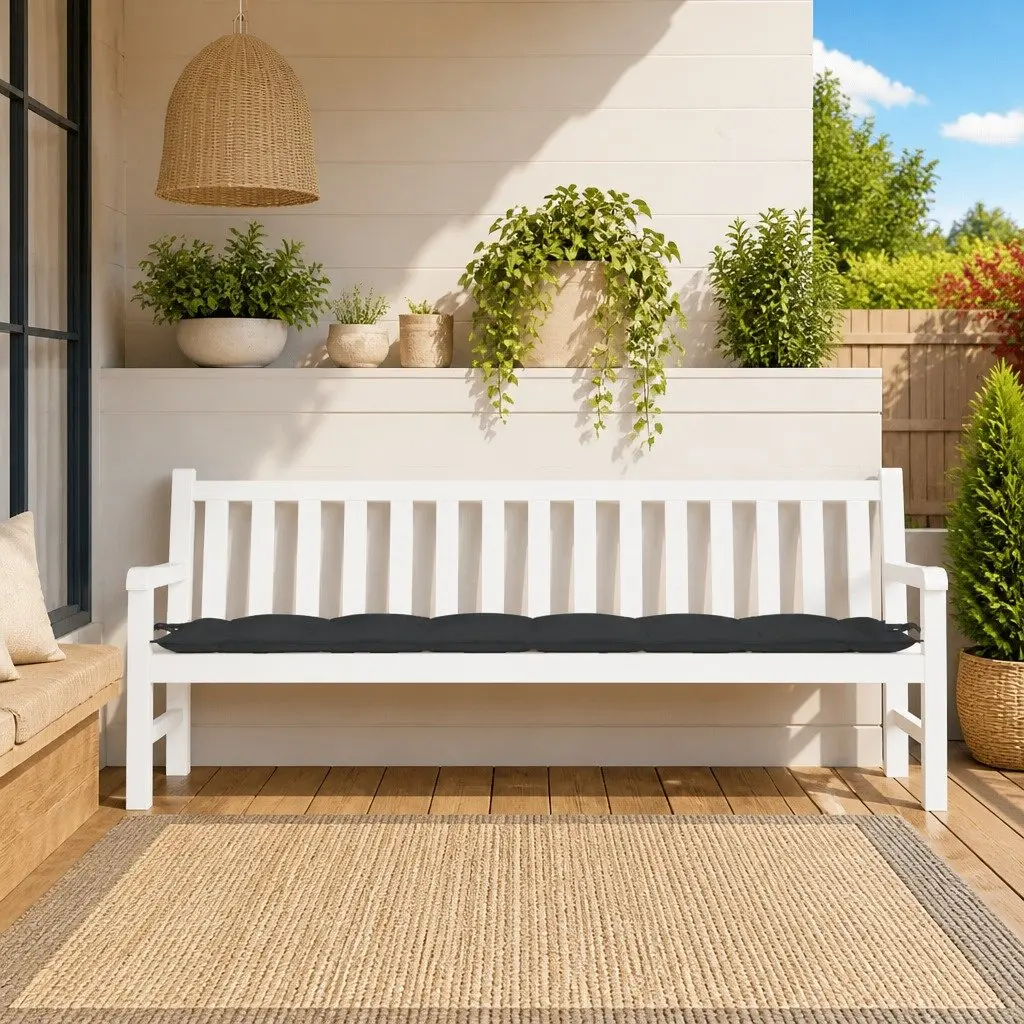 Garden Bench Cushion Black 200x50x7cm Outdoor Patio Seating Pad