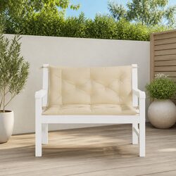 Garden Bench Cushions: 100x50x7 cm, 2 Pack, Beige