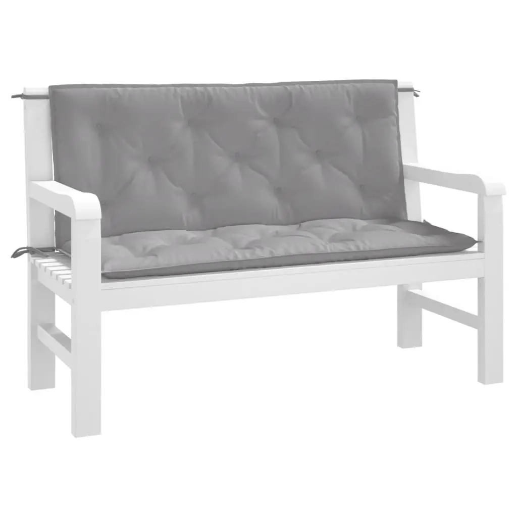Garden Bench Cushions 2pc Set Outdoor Patio Seating Pad Grey 120x50x7cm