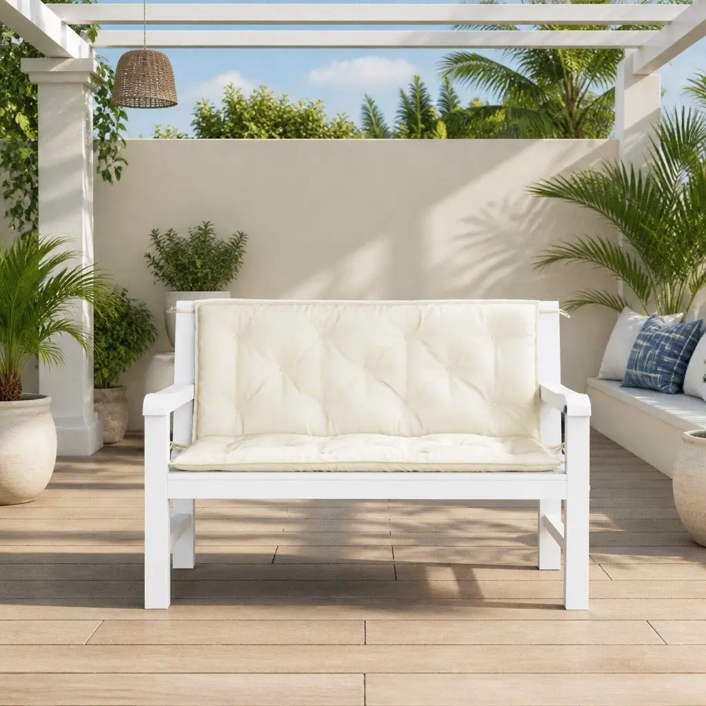 2 Pack Cream Garden Bench Cushions