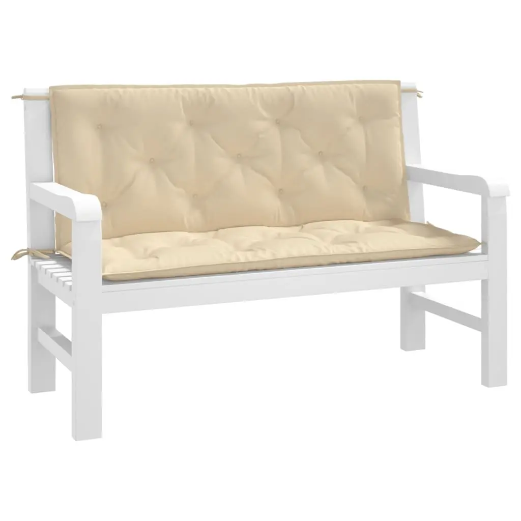 Garden Bench Cushions Outdoor Patio 120x50x7 cm Beige 2 Piece Oxford Fabric