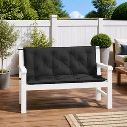 Garden Bench Cushions - 120 x 50 x 7 cm, 2pc Set in Black