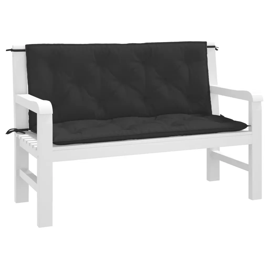 Garden Bench Cushions Outdoor Patio Seating Pad 120 x 50 x 7 cm Black 2 Piece Set Oxford Fabric