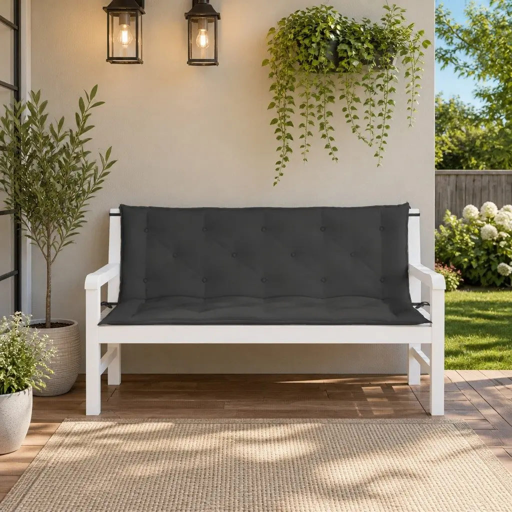 Garden Bench Cushions, Anthracite 2-Piece Set