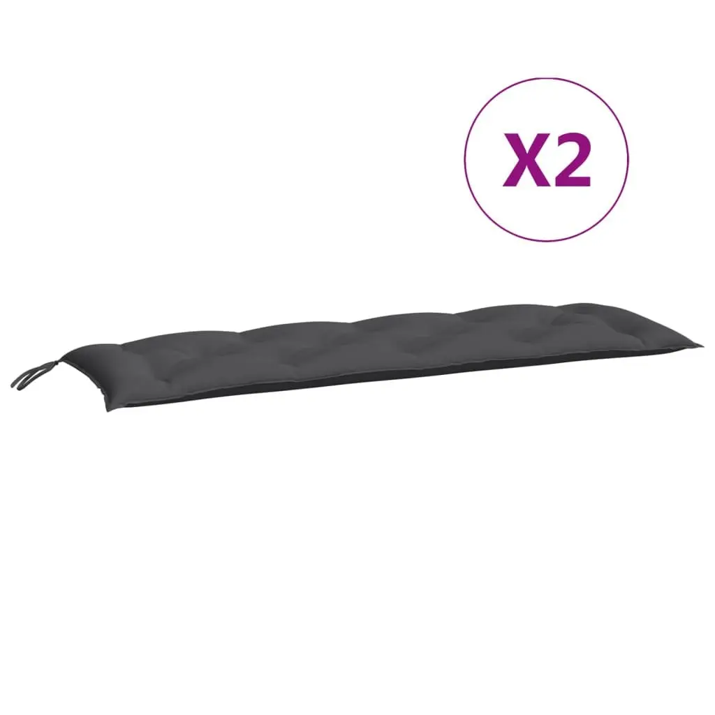 Garden Bench Cushions, Anthracite 2-Piece Set