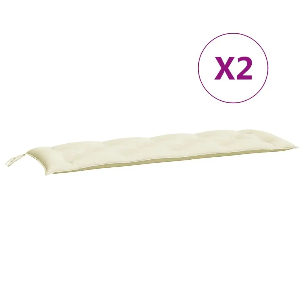 Garden Bench Cushions Outdoor Patio Seating Pad 150 x 50 x 7 cm 2 Pieces Cream Water Resistant