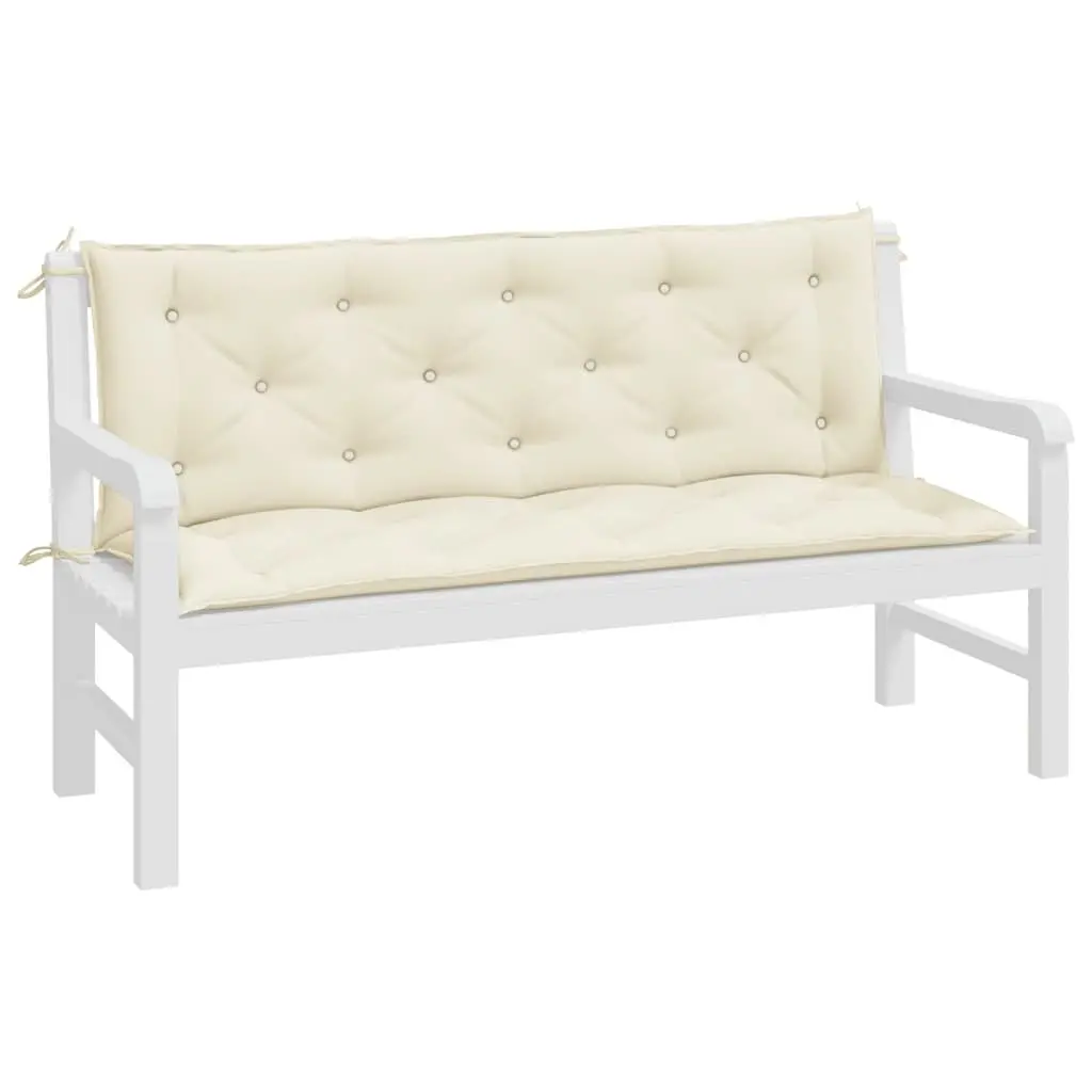 Garden Bench Cushions Outdoor Patio Seating Pad 150 x 50 x 7 cm 2 Pieces Cream Water Resistant