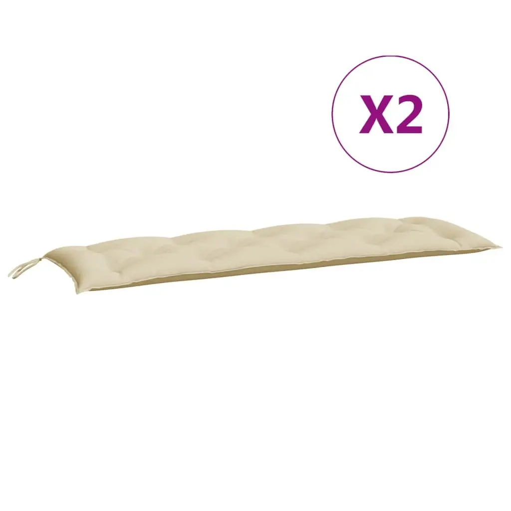 Garden Bench Cushions Outdoor Patio Seating Pad 150 x 50 x 7 cm 2 Pieces Beige