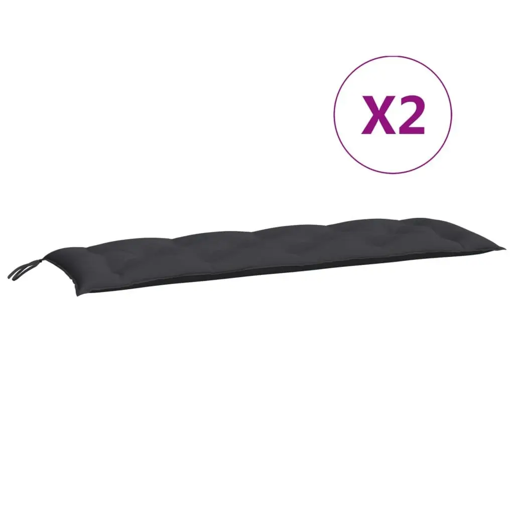 Black Garden Bench Cushions 2pcs 150x50x7cm