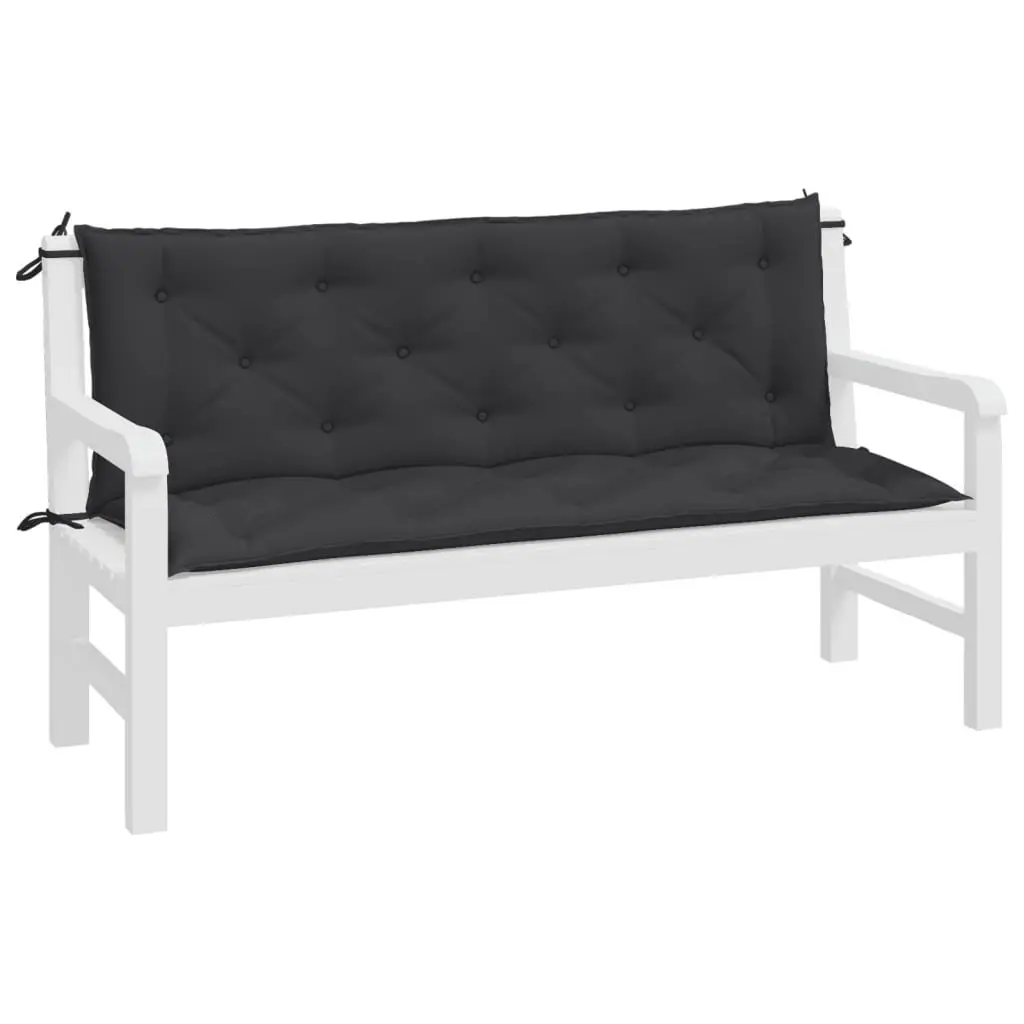 Black Garden Bench Cushions 2pcs 150x50x7cm