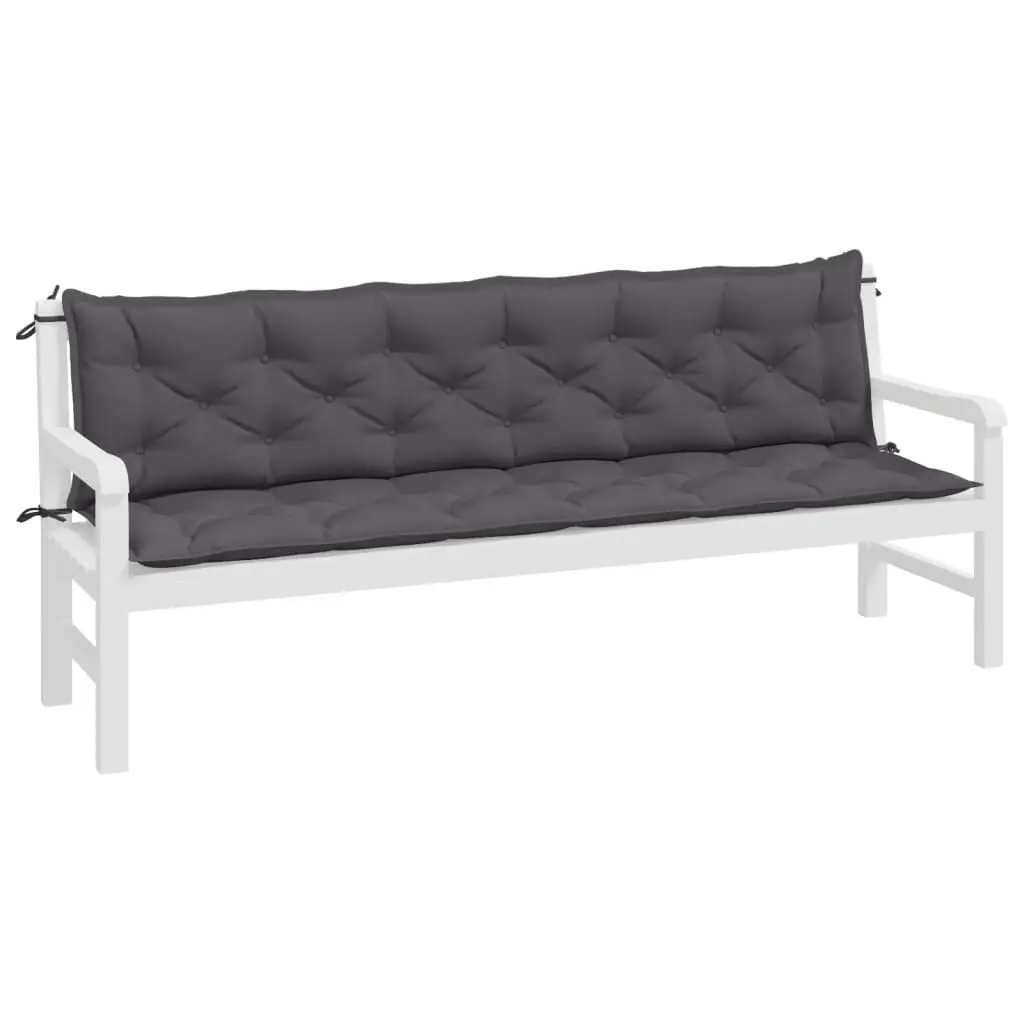 Garden Bench Cushions Outdoor Use 200 x 50 x 7 cm Anthracite 2 Piece