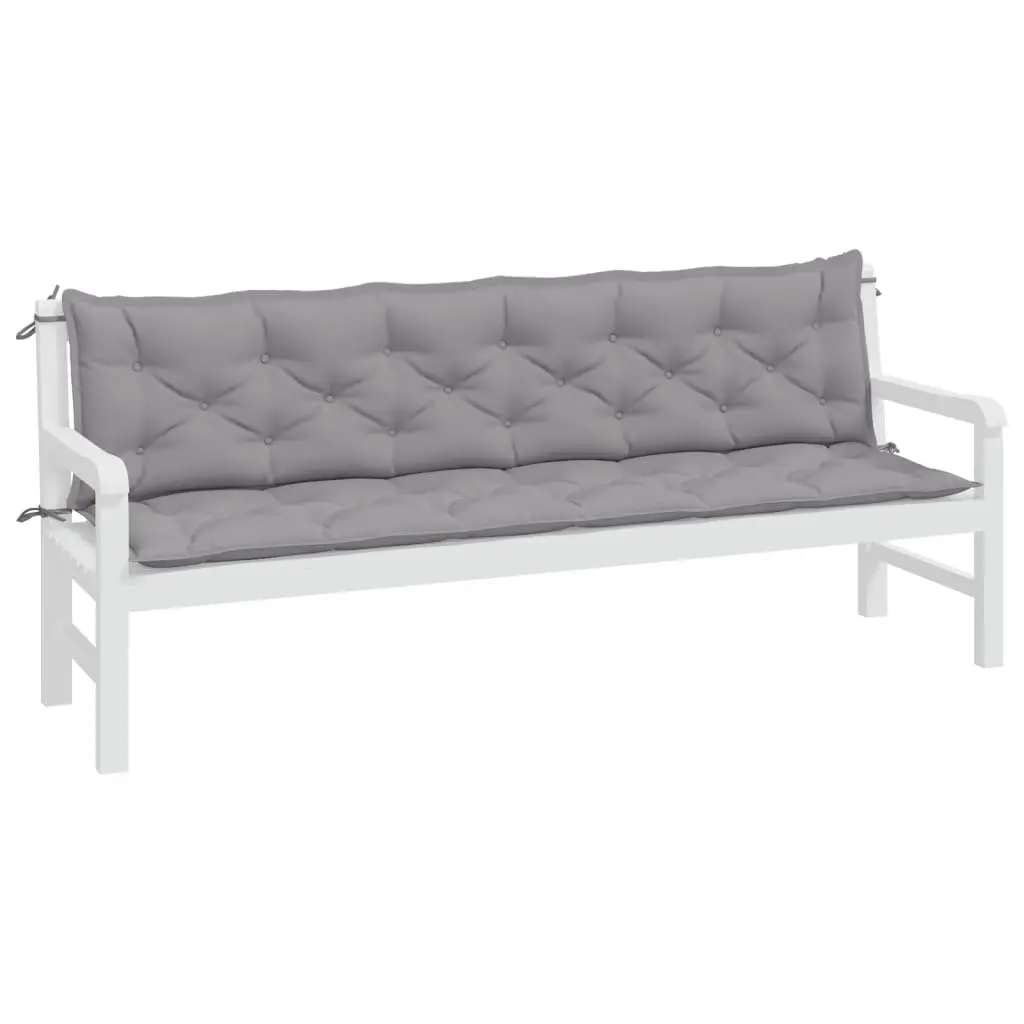 Garden Bench Cushions 2pcs Grey 200x50x7cm Outdoor Seat Pads Water Resistant