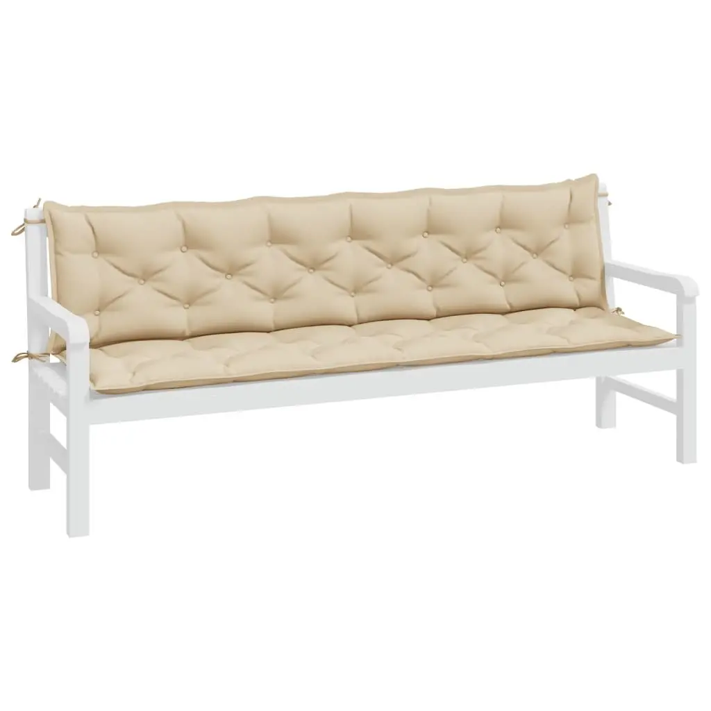 Garden Bench Cushions 2 Pcs Outdoor Patio Seat Pad Beige Water-Resistant Cushion