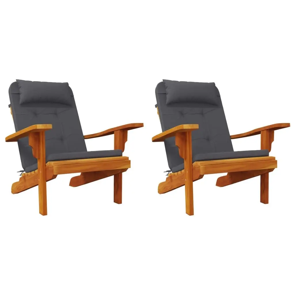 Adirondack Chair Cushions Outdoor Garden Patio 2 Piece Anthracite Oxford Fabric