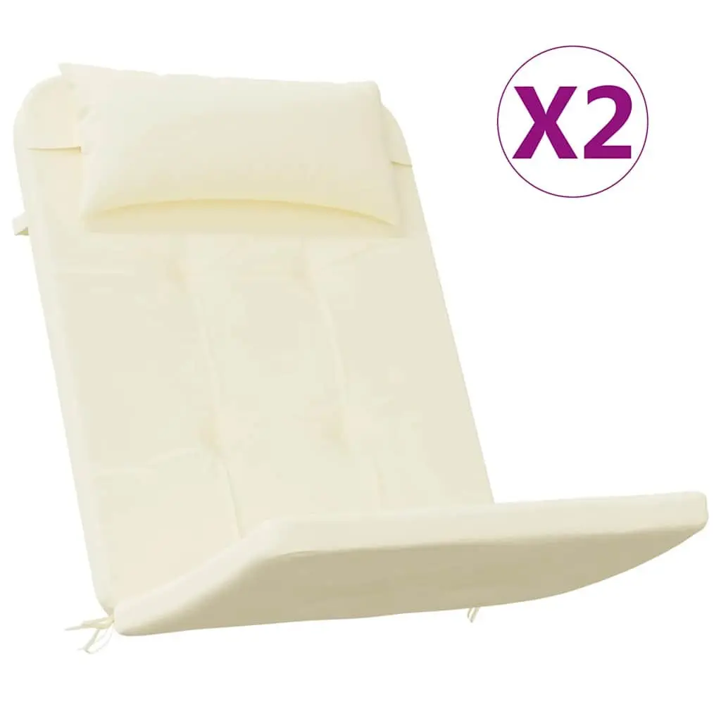 Adirondack Chair Cushions Outdoor Garden Patio 2 Piece Cream Oxford Fabric