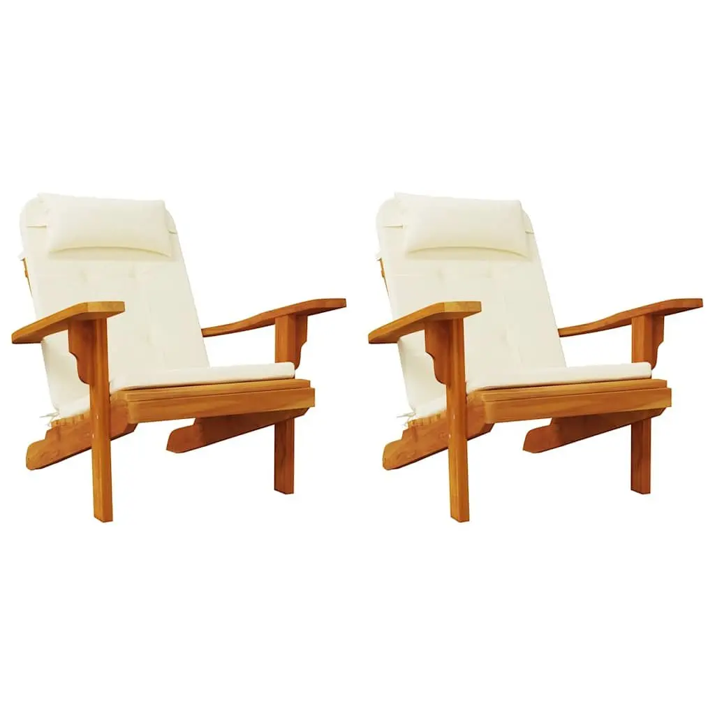 Adirondack Chair Cushions Outdoor Garden Patio 2 Piece Cream Oxford Fabric